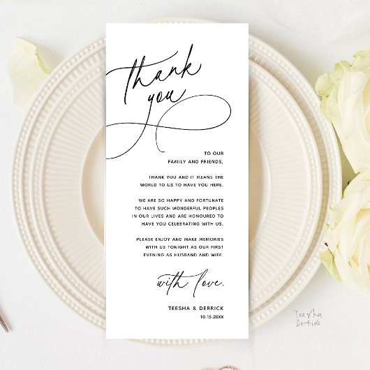 Modern Romantic Wedding Reception Thank You Card Programm