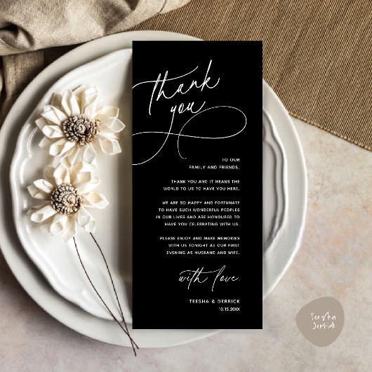Modern Romantic Wedding Reception Thank You Card Programm