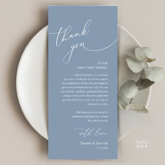 Modern Romantic Wedding Reception Thank You Card Programm