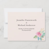 Modern Romantischer Blütenrot Rosa Grün Blau RSVP Karte (Rückseite)