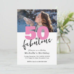 Modern rosa 50 fabelhafte Drehbuch 50. Geburtstags Einladung
