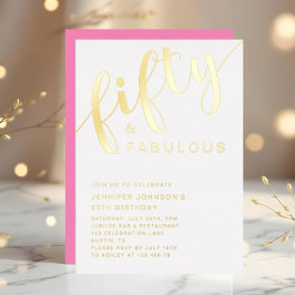 Modern rosa 50. Geburtstag fünfzig und vorzüglich Folieneinladung