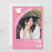 Modern rosa 5 Foto Abschluss Einladung (Vorderseite)