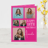 Modern rosa 5 Foto Collage 18. Geburtstag Karte (Gelbe Blume)