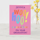 Modern rosa Abschluss Herzlichen Glückwunsch Karte (Gelbe Blume)