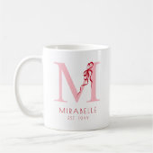 Modern rosa Anfänglich Chic Red Bow Girly Monogram Kaffeetasse (Links)