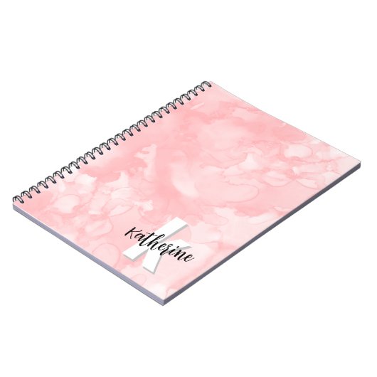 Modern rosa Anfangsmonogramm Notizblock (Linke Seite)