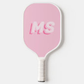 Modern rosa Anfangsmonogramm Pickleball Schläger (Rückseite)