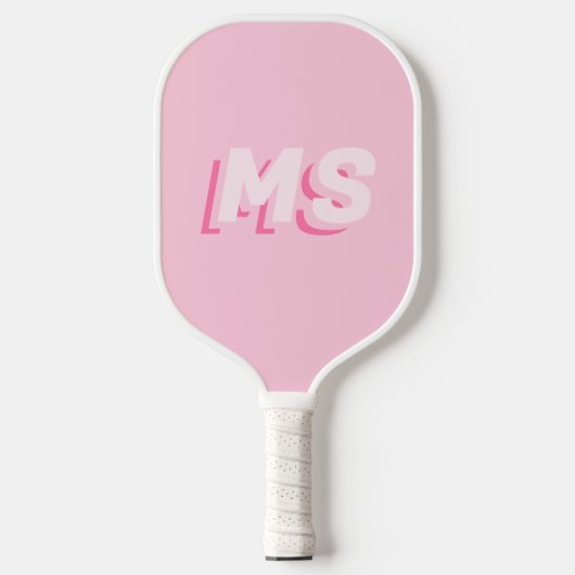 Modern rosa Anfangsmonogramm Pickleball Schläger (Vorderseite)
