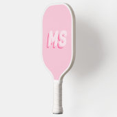 Modern rosa Anfangsmonogramm Pickleball Schläger (Links)