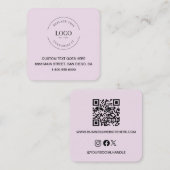 Modern rosa angepasste Logo Soziale Symbole QR-Cod Quadratische Visitenkarte (Vorne/Hinten)
