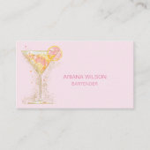 Modern rosa Barkeeper Cocktail Bow Bar Club Event Visitenkarte (Vorderseite)