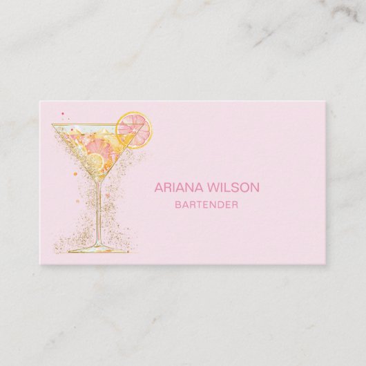 Modern rosa Barkeeper Cocktail Bow Bar Club Event Visitenkarte (Vorderseite)