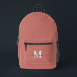 Modern rosa, benutzerdefinierter Monogramm-Name Bedruckter Rucksack<br><div class="desc">Modern rosa,  benutzerdefinierter Monogramm-Name gedruckter Rucksack</div>