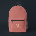 Modern rosa, benutzerdefinierter Monogramm-Name Bedruckter Rucksack<br><div class="desc">Modern rosa,  benutzerdefinierter Monogramm-Name gedruckter Rucksack</div>