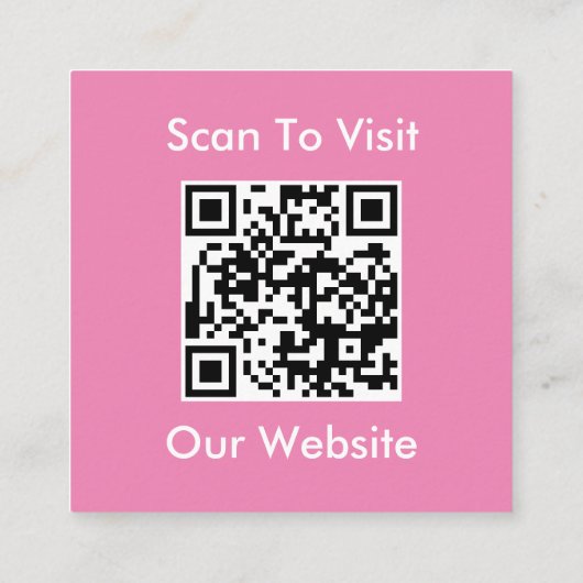 Modern rosa, benutzerdefiniertes Logo und QR-Code- Quadratische Visitenkarte (Rückseite)