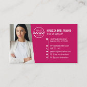 Modern rosa Berufliches QR-Foto-Logo Visitenkarte (Vorderseite)
