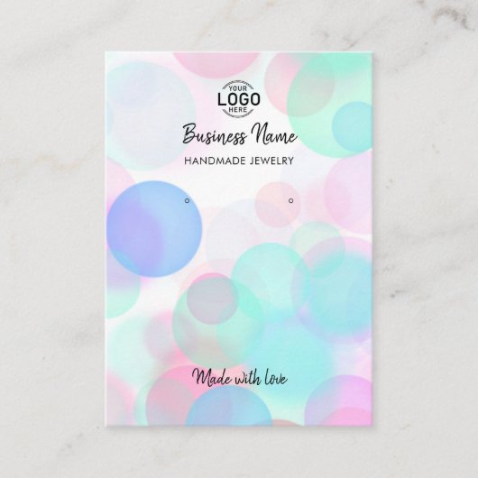 Modern rosa blaue Bläschen Ohrringe Display Card Visitenkarte (Vorderseite)