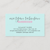 Modern rosa blaue Haarstylist-Signatur Visitenkarte (Rückseite)