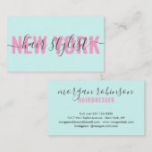 Modern rosa blaue Haarstylist-Signatur Visitenkarte (Vorne/Hinten)