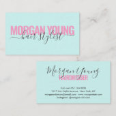 Modern rosa blaue Haarstylist-Signatur Visitenkarte (Vorne/Hinten)