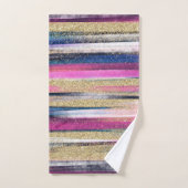 Modern rosa Blauer Glitzer Pinselstriche Farbe Far Badhandtuch Set (Handtuch)
