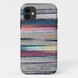 Modern rosa Blauer Glitzer Pinselstriche Farbe Far Case-Mate iPhone Hülle