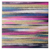 Modern rosa Blauer Glitzer Pinselstriche Farbe Far Fliese (Vorderseite)