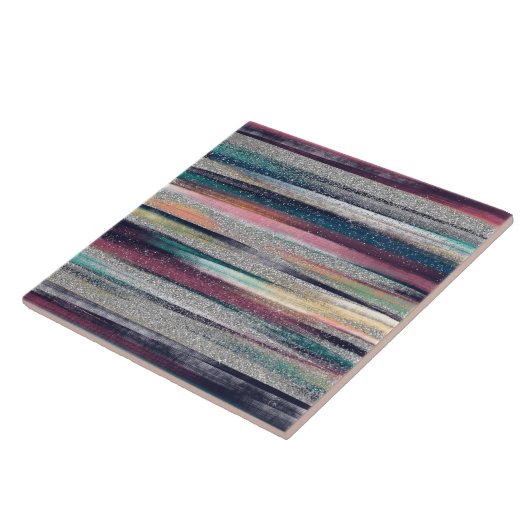 Modern rosa Blauer Glitzer Pinselstriche Farbe Far Fliese (Seite)