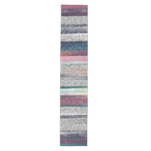 Modern rosa Blauer Glitzer Pinselstriche Farbe Far Mittelgroßer Tischläufer