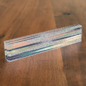 Modern rosa Blauer Glitzer Pinselstriche Farbe Far Namensplakette (Seite)