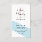 Modern rosa blauer Modebilderskript Visitenkarte (Rückseite)