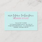 Modern rosa blauer Stylist Visitenkarte (Rückseite)