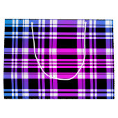 Modern rosa blaues kariertes Muster Große Geschenktüte (Rückseite)