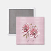 Modern rosa Blume Magnet (Vorderseite/Rückseite)