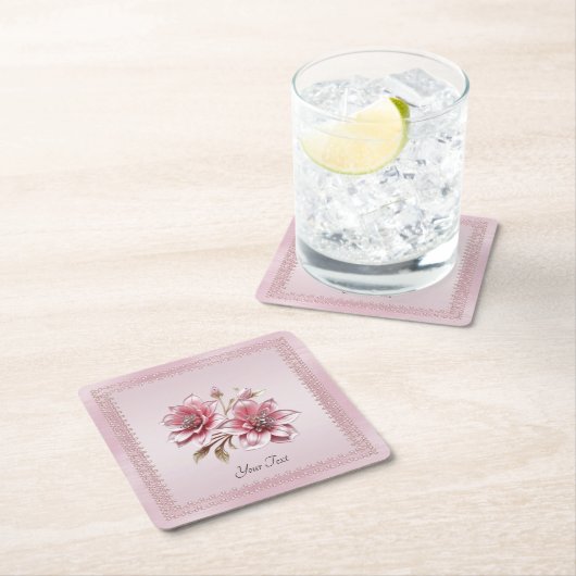 Modern rosa Blume Papier Untersetzer (Vor Ort)