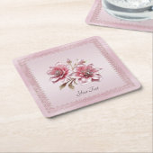 Modern rosa Blume Papier Untersetzer (angewinkelt)