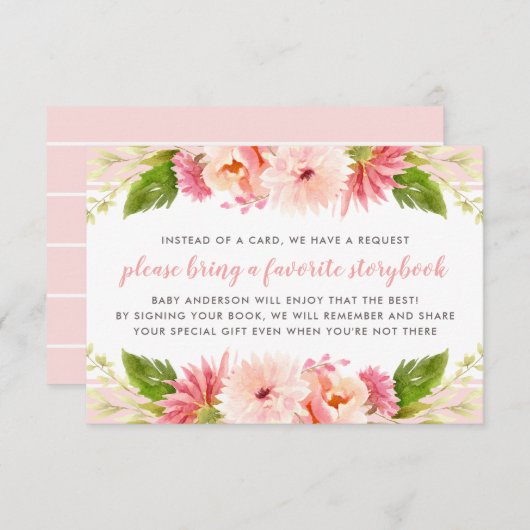 Modern rosa Blumendusche Reservierungskarte Einladung (Vorne/Hinten)