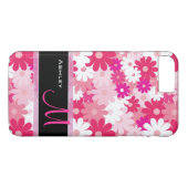 Modern rosa Blumenmuster Daisy Blume Monogramm Case-Mate iPhone Hülle (Rückseite (Horizontal))