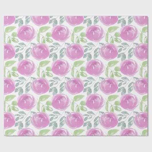 Modern rosa Blumenmuster Geschenkpapier (Flach)