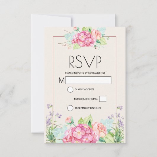 Modern rosa Blumenstrauß RSVP Karte (Vorderseite)