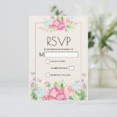 Modern rosa Blumenstrauß RSVP Karte (Stehend Vorderseite)