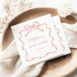 Modern rosa Blush Bow Ribbon Brautparty Serviette