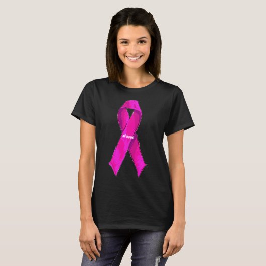 Modern rosa Bow anzeigen Support & Hoffnung T-Shirt (Vorne ganz)