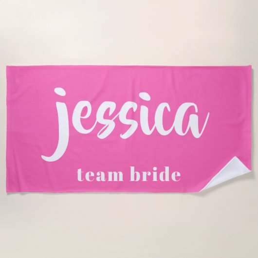 Modern rosa Bridesmaid Mit Monogramm Name Strandtuch (Vorderseite)