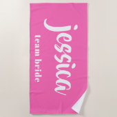 Modern rosa Bridesmaid Mit Monogramm Name Strandtuch (Vorderseite)