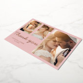 Modern rosa danke Ihnen 4 Foto Hochzeit Einladung (Gedreht)