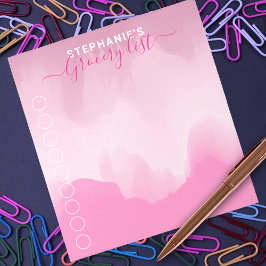 Modern rosa Edelkalligraphie Lebensmittelgeschäft Notizblock