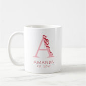Modern rosa Einfache Initial Chic Bow Girly Monogr Kaffeetasse (Links)