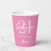 Modern rosa Elegant 21. Geburtstag Pappbecher (Vorderseite)